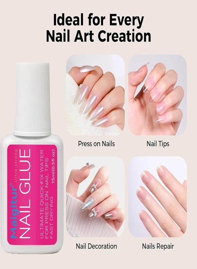 Maigitur 30ML Super Strong Nail Glue for Press Ons, Fake Nail Tips, Acrylic Nails No Uv Light Needed Nail Bond Brush in Nail Glue for Press On Nails Long Lasting Nails Glues for Beginners DIY Home - Image 4